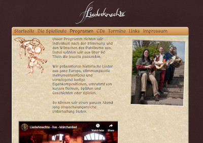 Liederknechte Webseite Screenshot